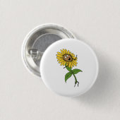 Zonnebloem, bloem thema ronde button 3,2 cm (Voorkant /achterkant)