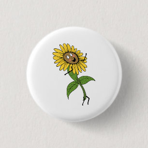 Zonnebloem, bloem thema ronde button 3,2 cm