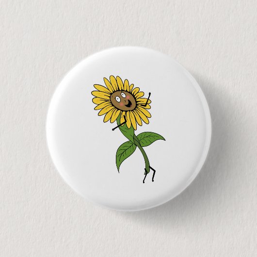 Zonnebloem, bloem thema ronde button 3,2 cm (Voorkant)