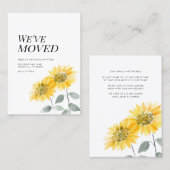 Zonnebloem Bloem Verhuisbericht Visitekaartje (Voorkant / Achterkant)
