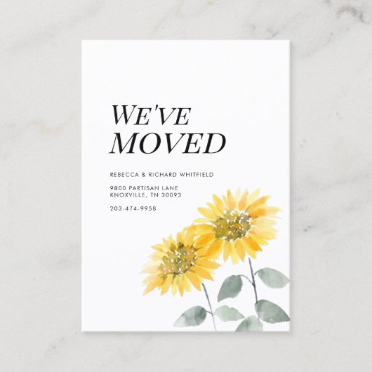 Zonnebloem Bloem Verhuisbericht Visitekaartje (Voorkant)