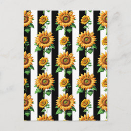 Zonnebloem Bloem Zwart Witte Strepen Briefkaart