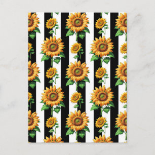 Zonnebloem Bloem Zwart Witte Strepen Briefkaart