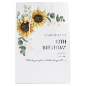 Zonnebloem bloemblaadje 50e verjaardag feest medium cadeauzakje (Voorkant)