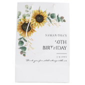 Zonnebloem bloemblaadje 50e verjaardag feest medium cadeauzakje (Achterkant)