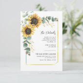 Zonnebloem bloemblaadje bruiloft details informatiekaartje (Staand voorkant)