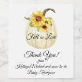 Zonnebloem bloemblaadje Herfst pompoen Baby shower Wijn Etiket (Enkel label)