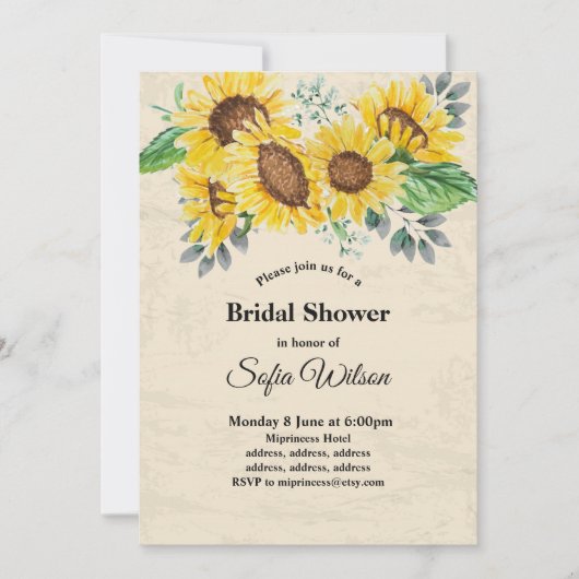 zonnebloem, bloembloem, vrijgezellenfeest voor ora kaart (Voorkant)