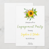 Zonnebloem Bloemboeket Witte Verlovingsfeest Kaart (Voorkant / Achterkant)