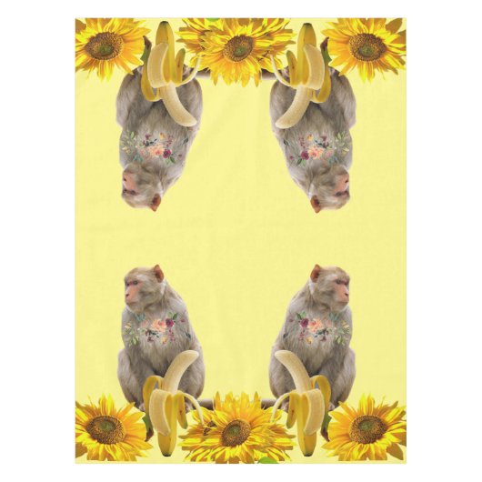 Zonnebloem Bloemen Aap Tafelkleed (Voorkant)