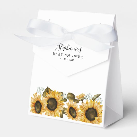 Zonnebloem Bloemen Baby shower Favor Box Bedankdoosjes (Voorkant Zijde)