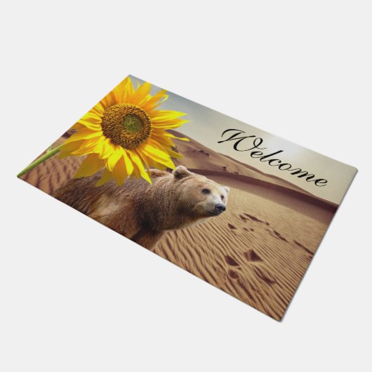 Zonnebloem Bloemen Beer Deurmat (Schuin)