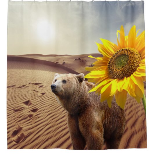 Zonnebloem Bloemen Beer Douchegordijn (Voorkant)