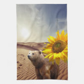 Zonnebloem Bloemen Beer Keukenhanddoek (Verticaal)