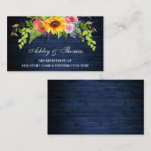 Zonnebloem Bloemen Blauw Bruiloft Registry Invoege Informatiekaartje (Voorkant / Achterkant)