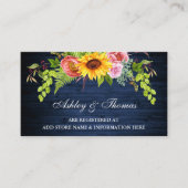 Zonnebloem Bloemen Blauw Bruiloft Registry Invoege Informatiekaartje (Voorkant)