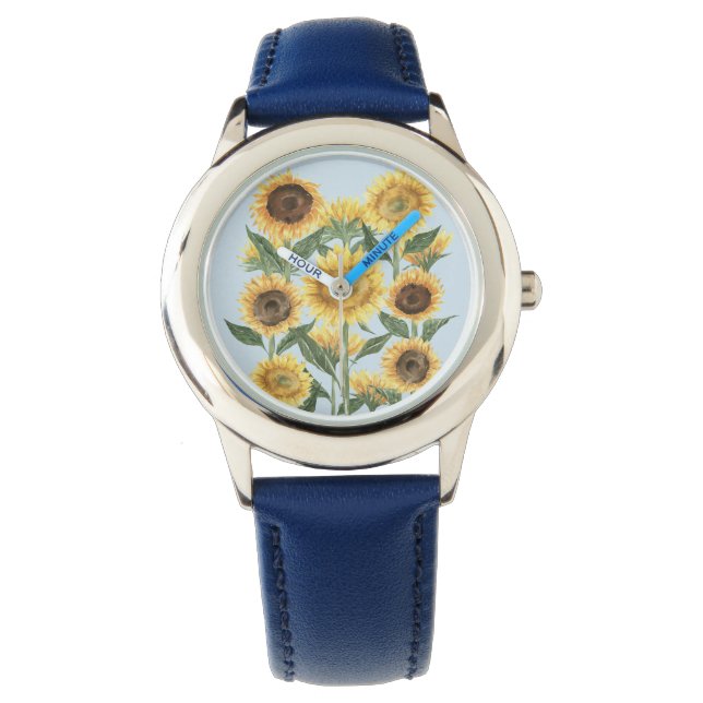 Zonnebloem Bloemen Bloemen Kinder Horloge (Voorkant)