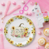 Zonnebloem Bloemen Boeket Herfst Meisje Baby showe Papieren Bordje (Feest)