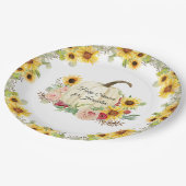 Zonnebloem Bloemen Boeket Herfst Meisje Baby showe Papieren Bordje (Gekanteld)