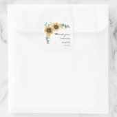 Zonnebloem Bloemen bruiloft Dank u Vierkante Sticker (Tas)