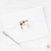 Zonnebloem Bloemen bruiloft Dank u Vierkante Sticker (Envelop)