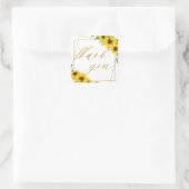Zonnebloem Bloemen Bruiloft Goud Geometrisch Dank Vierkante Sticker (Tas)