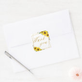 Zonnebloem Bloemen Bruiloft Goud Geometrisch Dank Vierkante Sticker (Envelop)