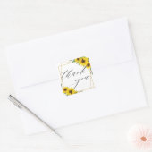 Zonnebloem Bloemen Bruiloft Goud Geometrisch Dank  Vierkante Sticker (Envelop)