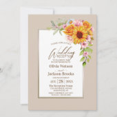 Zonnebloem Bloemen Bruiloft Receptie Kaart (Voorkant)