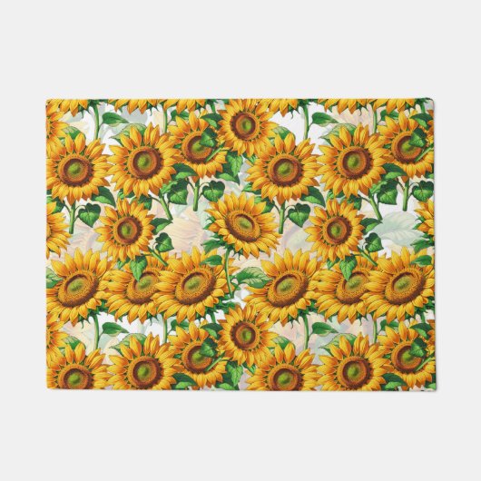 Zonnebloem Bloemen CottageCore Patroon Deurmat (Voorkant)