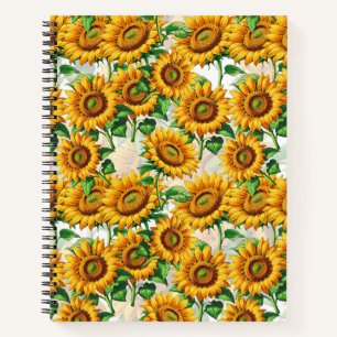 Zonnebloem Bloemen CottageCore Patroon Notitieboek
