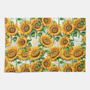Zonnebloem Bloemen CottageCore Patroon Theedoek