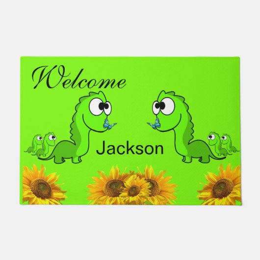 Zonnebloem Bloemen Dinsoaur Deurmat (Voorkant)