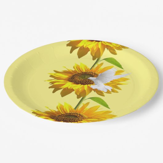 Zonnebloem Bloemen Dove Papier Borden Papieren Bordje (Gekanteld)