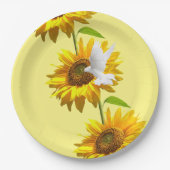Zonnebloem Bloemen Dove Papier Borden Papieren Bordje (Voorkant)