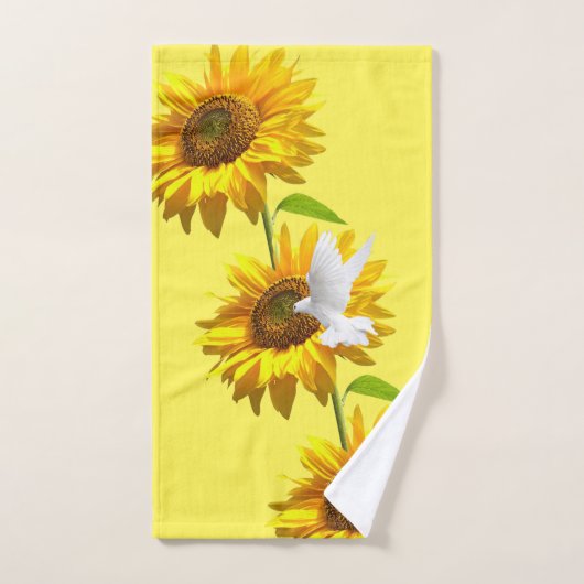 Zonnebloem Bloemen Duif Badhanddoek Sets Bad Handdoek (Handdoek)
