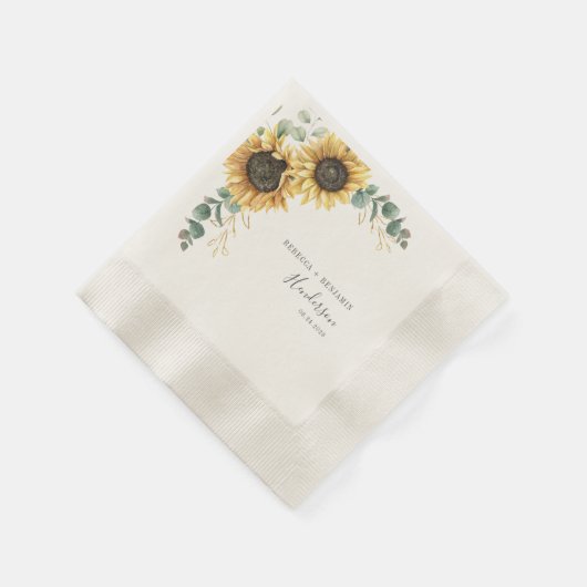 Zonnebloem Bloemen Eucalyptus Trouwpapier Servet (Hoek)