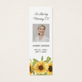 Zonnebloem Bloemen Foto Begrafenis Memorial Bladwi Mini Visitekaartjes (Voorkant)