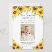 Zonnebloem Bloemen Foto Begrafenismonument Bedankkaart (Voorkant)