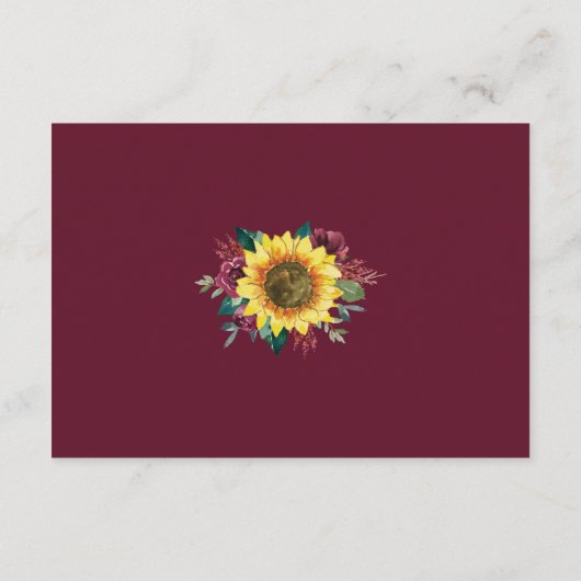 Zonnebloem bloemen geometrische bruiloft details informatiekaartje (Achterkant)