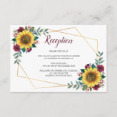 Zonnebloem Bloemen Geometrische Bruiloft Receptie Informatiekaartje (Voorkant)