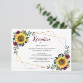 Zonnebloem Bloemen Geometrische Bruiloft Receptie Informatiekaartje (Staand voorkant)