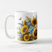 Zonnebloem Bloemen Gepersonaliseerde Mok (Links)