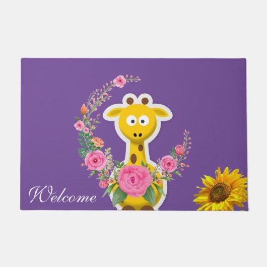Zonnebloem Bloemen Giraffe Deurmat (Voorkant)