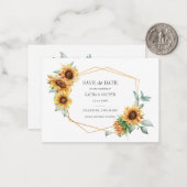 Zonnebloem Bloemen Goud Effect Geometrisch Lijst O Notitiekaartje (Voorkant / Achterkant in situ)