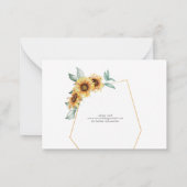 Zonnebloem Bloemen Goud Effect Geometrisch Lijst O Notitiekaartje (Achterkant)