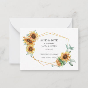 Zonnebloem Bloemen Goud Effect Geometrisch Lijst O Notitiekaartje