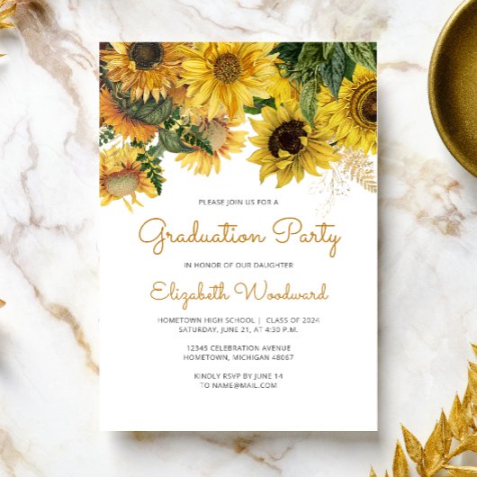 Zonnebloem Bloemen Graduation Party Kaart