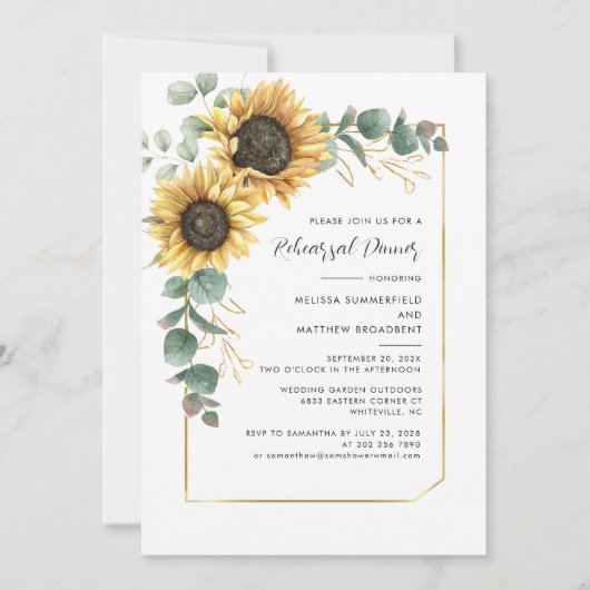 Zonnebloem Bloemen Groen repetitie diner Kaart (Voorkant)