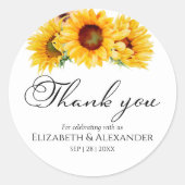 Zonnebloem Bloemen Herfst bruiloft dank u Sticker (Voorkant)